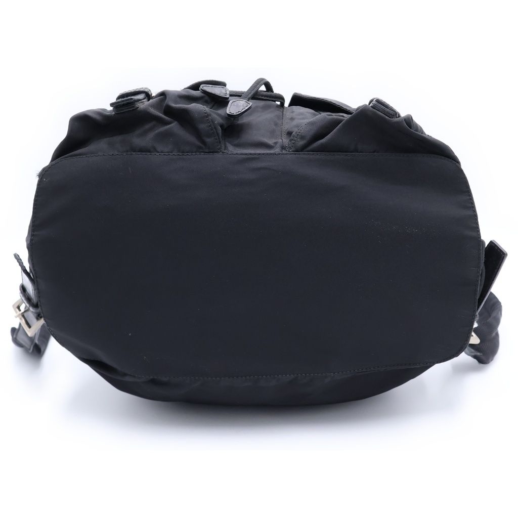 Prada Logo Triangle Plate Tessuto Backpack Black Nylon Silver — view 4