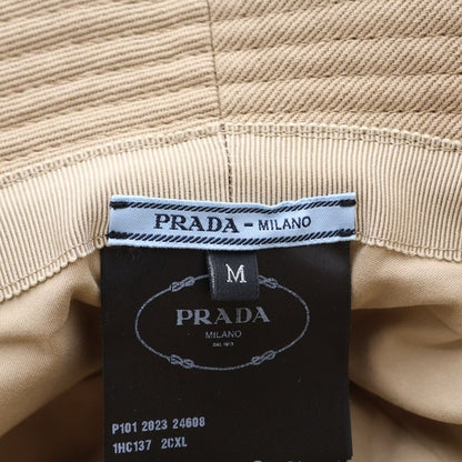Prada Logo Embroidery Drill Bucket Hat Beige — view 6