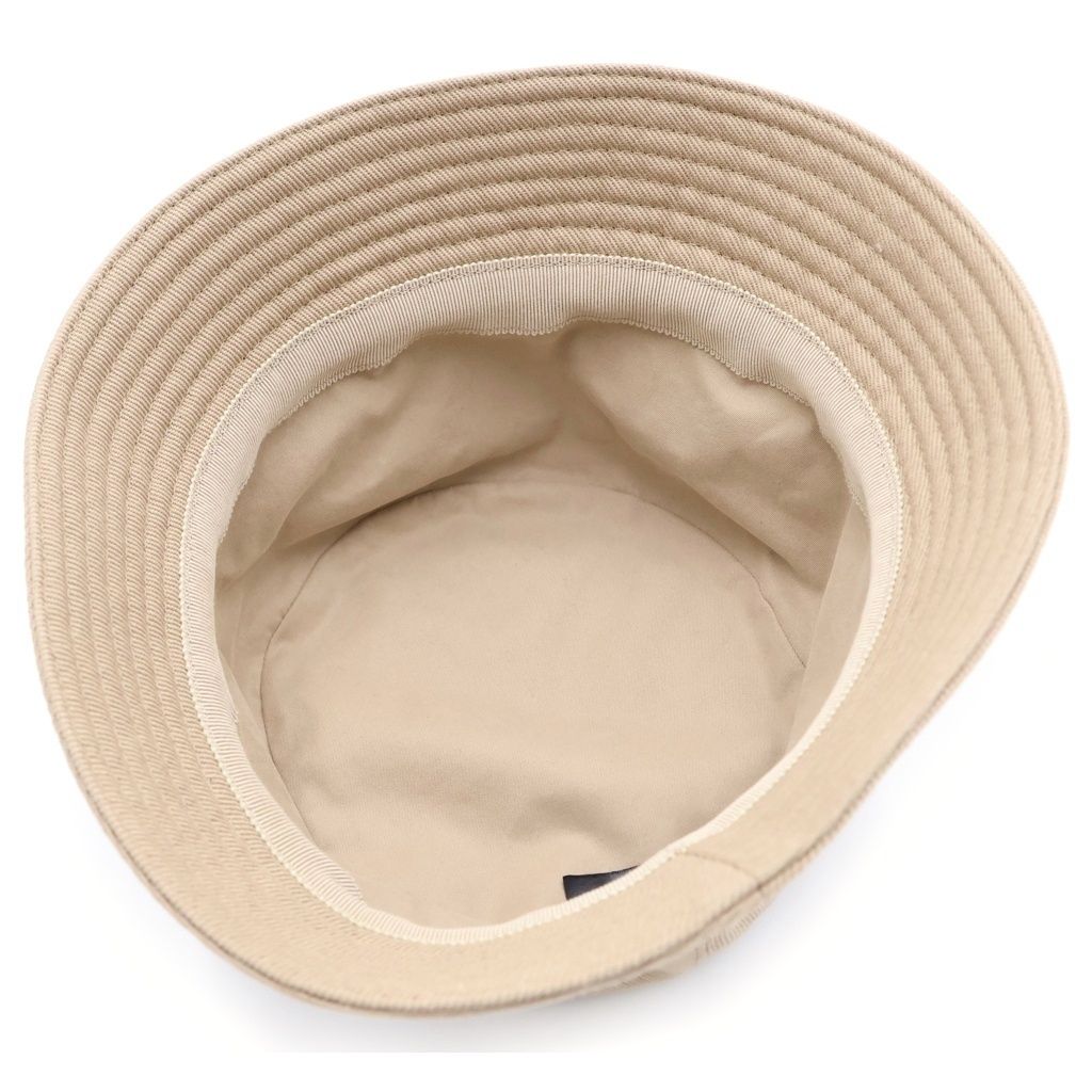 Prada Logo Embroidery Drill Bucket Hat Beige — view 5