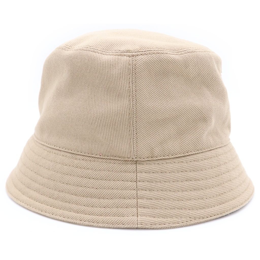Prada Logo Embroidery Drill Bucket Hat Beige — view 3