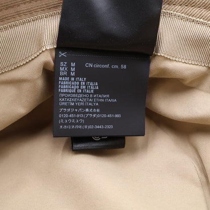 Prada Logo Embroidery Drill Bucket Hat Beige — view 7