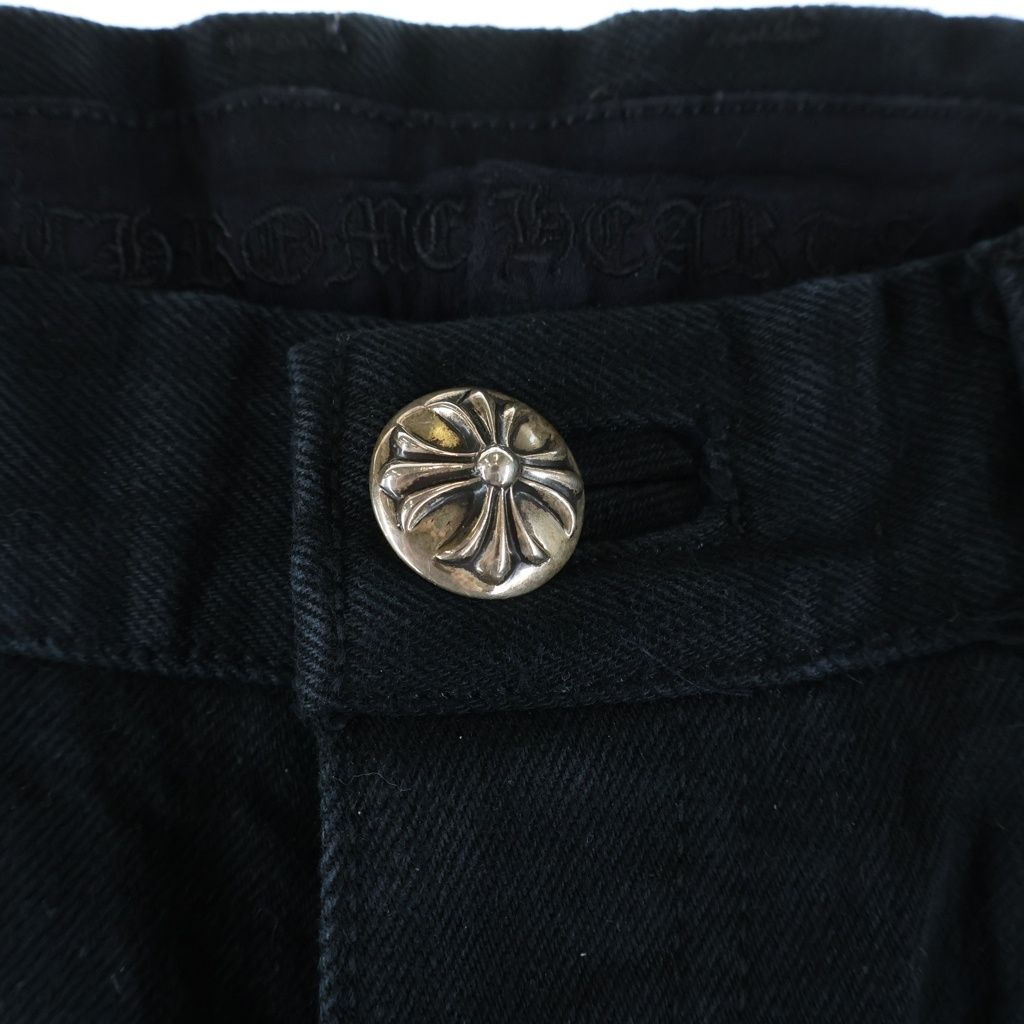 Chrome Hearts Dnm Pants Crs Btn Cross Ball Button Flare Denim Black — view 4