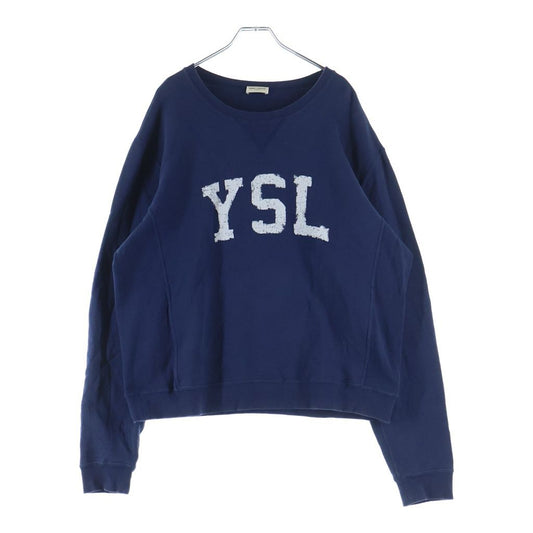 Saint Laurent Paris YSL Front Logo Crew Neck Sweatshirt Navy
