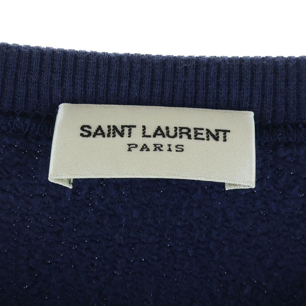 Saint Laurent Paris YSL Front Logo Crew Neck Sweatshirt Navy — view 7