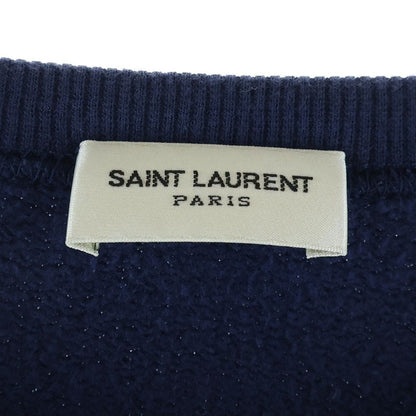 Saint Laurent Paris YSL Front Logo Crew Neck Sweatshirt Navy — view 7