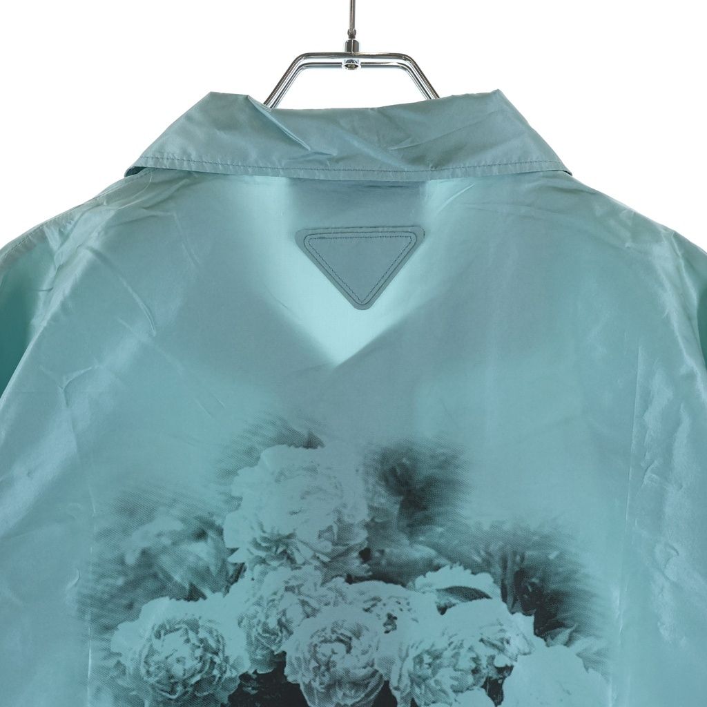 Prada Silk Print Pajama Shirt Light Blue — view 4