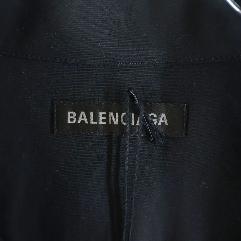 Balenciaga Heart Logo Button Down Jacket Short Sleeve Shirt Black — view 6