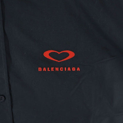 Balenciaga Heart Logo Button Down Jacket Short Sleeve Shirt Black — view 5