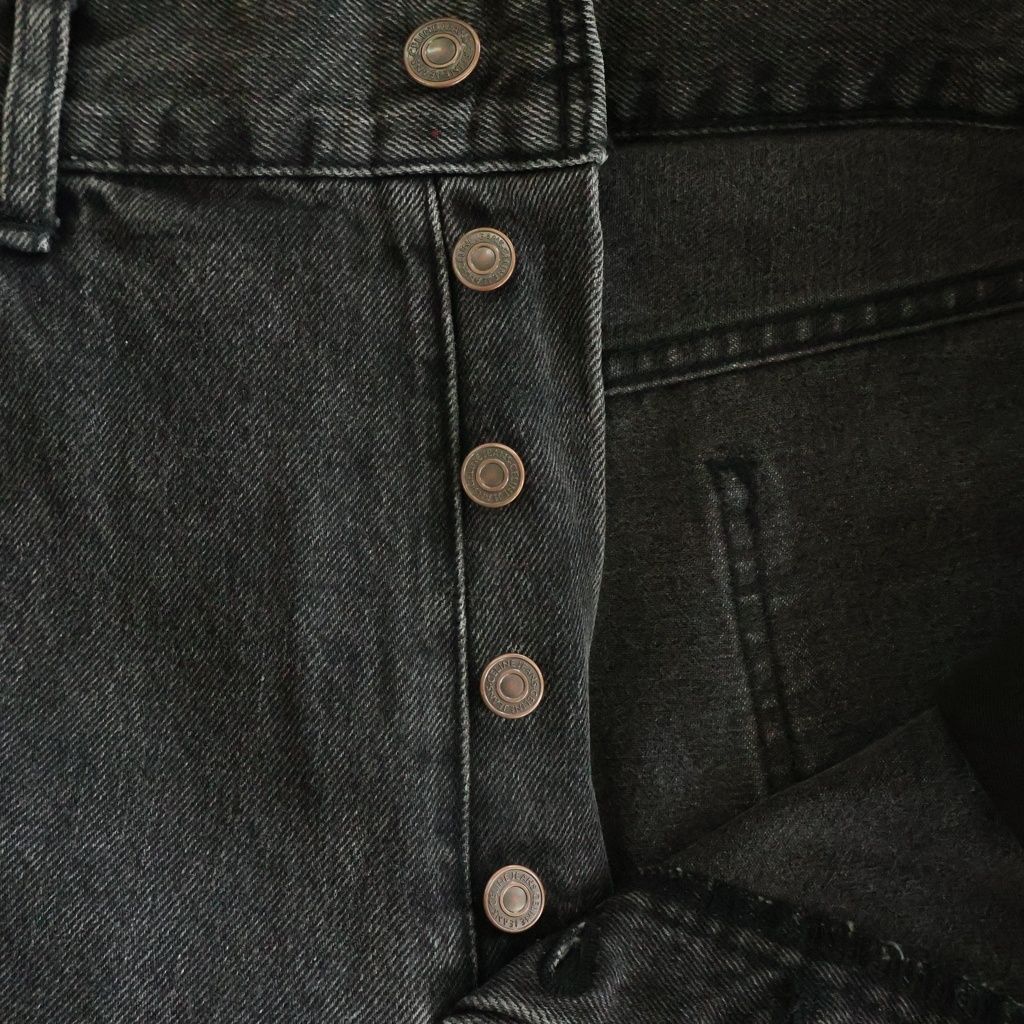 Celine Kurt Jeans Charcoal Wash Processing Button Fly Straight Leg Denim Pants — view 5