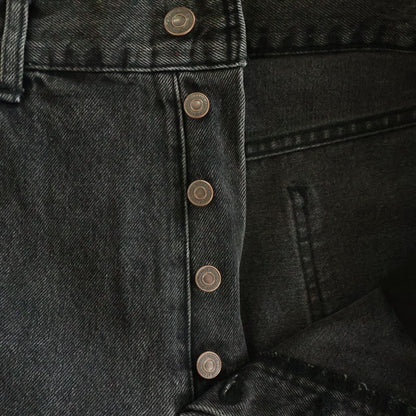 Celine Kurt Jeans Charcoal Wash Processing Button Fly Straight Leg Denim Pants — view 5