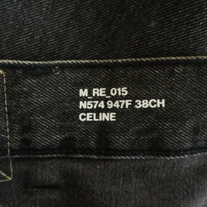 Celine Kurt Jeans Charcoal Wash Processing Button Fly Straight Leg Denim Pants — view 7