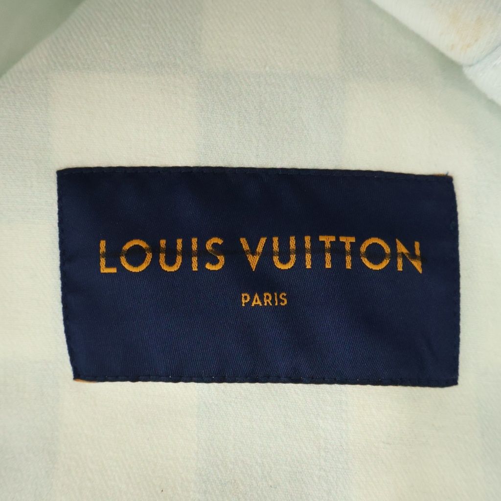 Louis Vuitton Damier Allover Print Denim Trucker Jacket White Light Blue — view 6