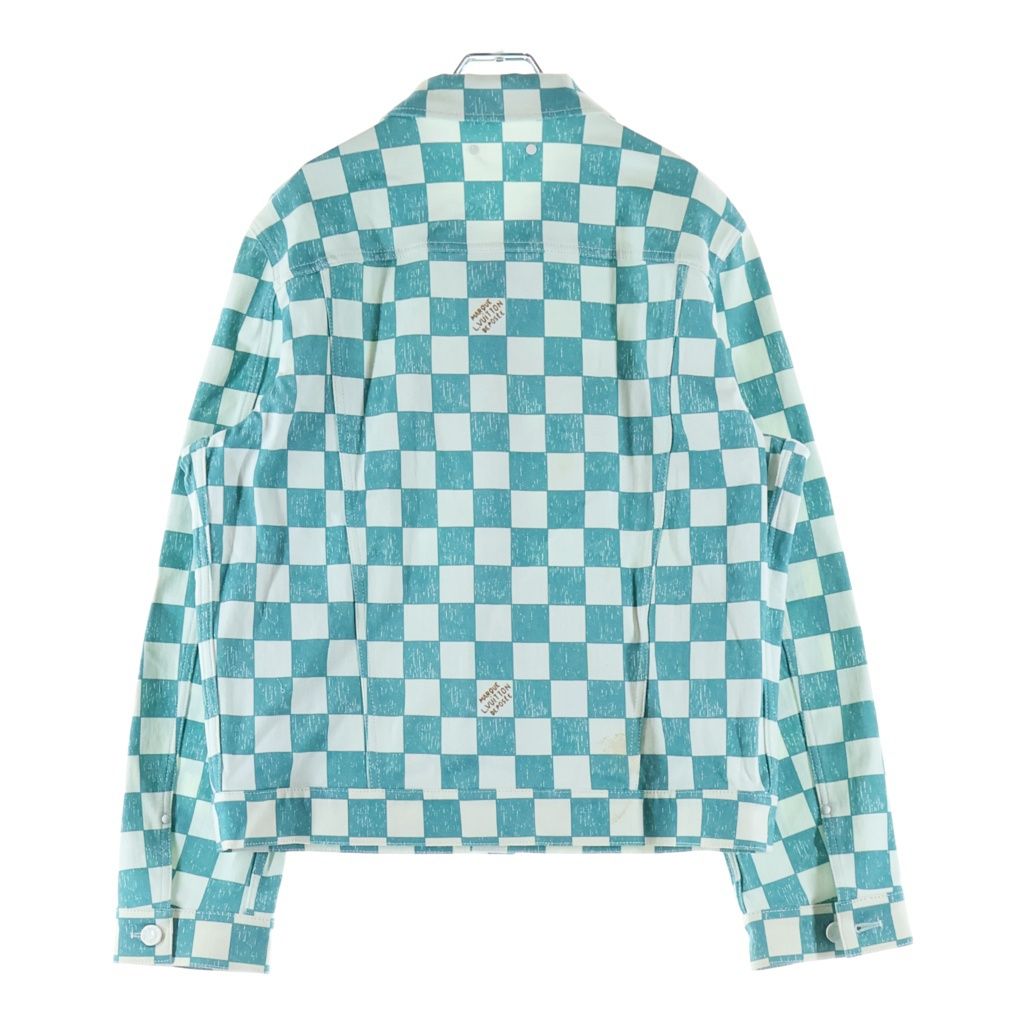 Louis Vuitton Damier Allover Print Denim Trucker Jacket White Light Blue — view 2
