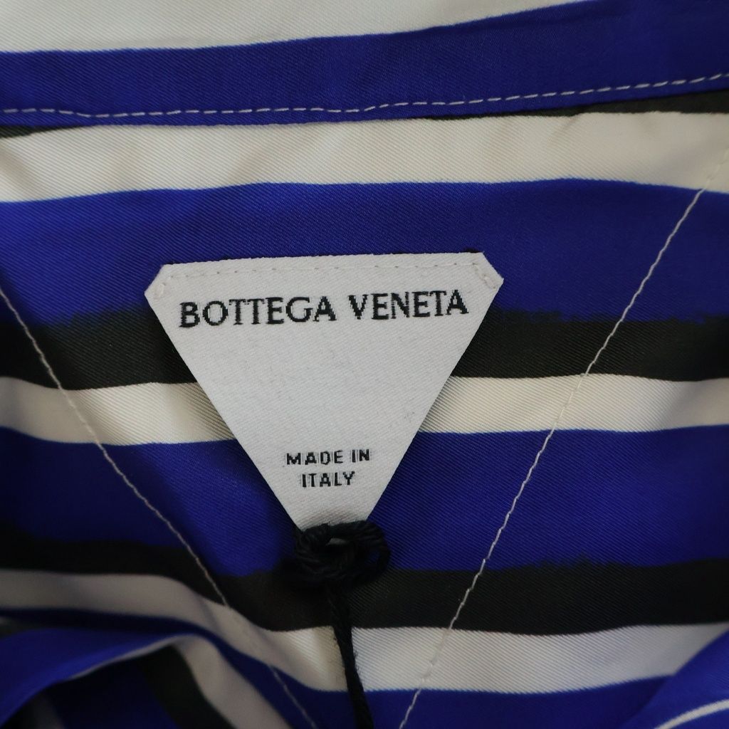 Bottega Veneta Striped Pattern Short Sleeve Shirt Blue White Silk 50 — view 7