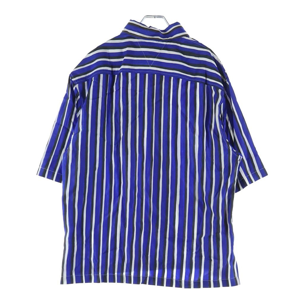 Bottega Veneta Striped Pattern Short Sleeve Shirt Blue White Silk 50 — view 2