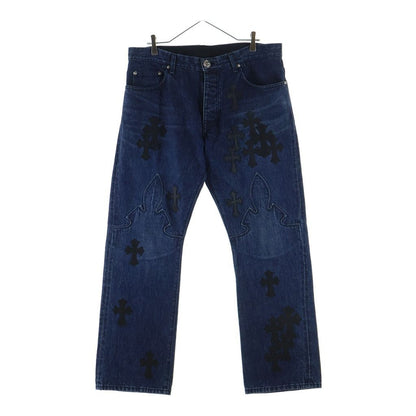 Chrome Hearts SL Fleurknee Flare Denim Long Pants Indigo with Cross Patch