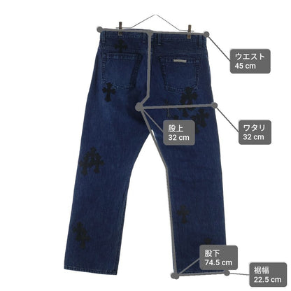 Chrome Hearts SL Fleurknee Flare Denim Long Pants Indigo with Cross Patch — view 9