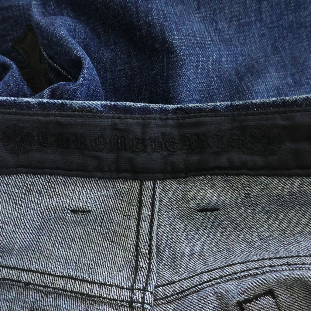 Chrome Hearts SL Fleurknee Flare Denim Long Pants Indigo with Cross Patch — view 7