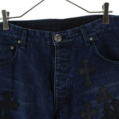 Chrome Hearts SL Fleurknee Flare Denim Long Pants Indigo with Cross Patch — view 3