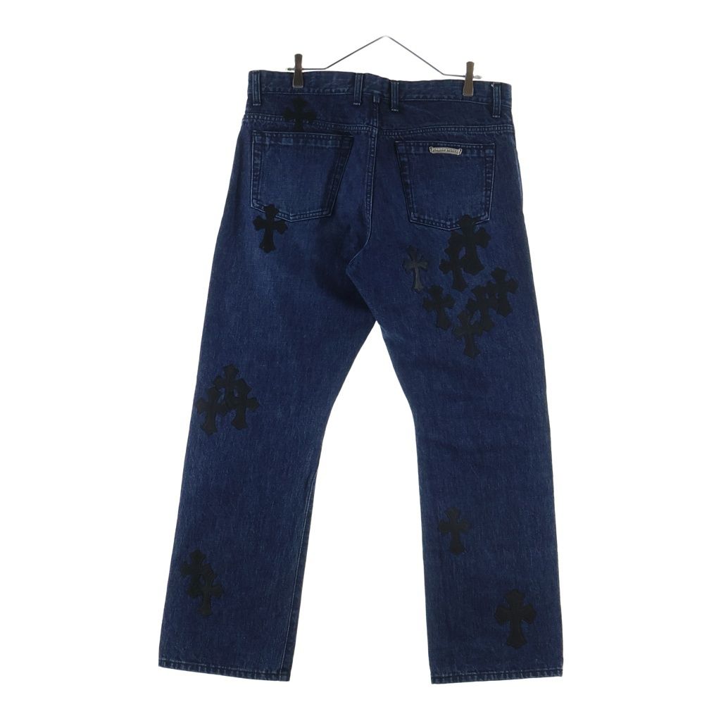 Chrome Hearts SL Fleurknee Flare Denim Long Pants Indigo with Cross Patch — view 2