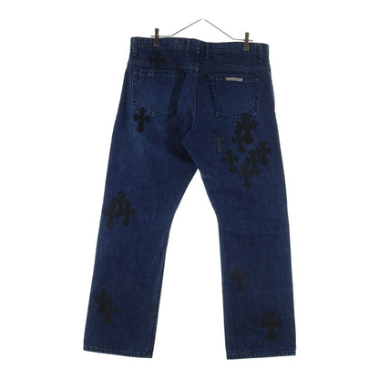 Chrome Hearts SL Fleurknee Flare Denim Long Pants Indigo with Cross Patch — view 2