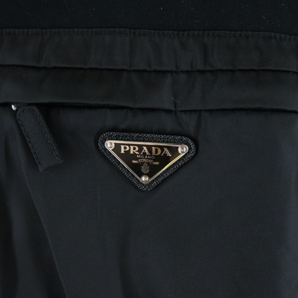 Prada Sweatshirt Nylon Trim Triangle Logo Crew Neck Black — view 4