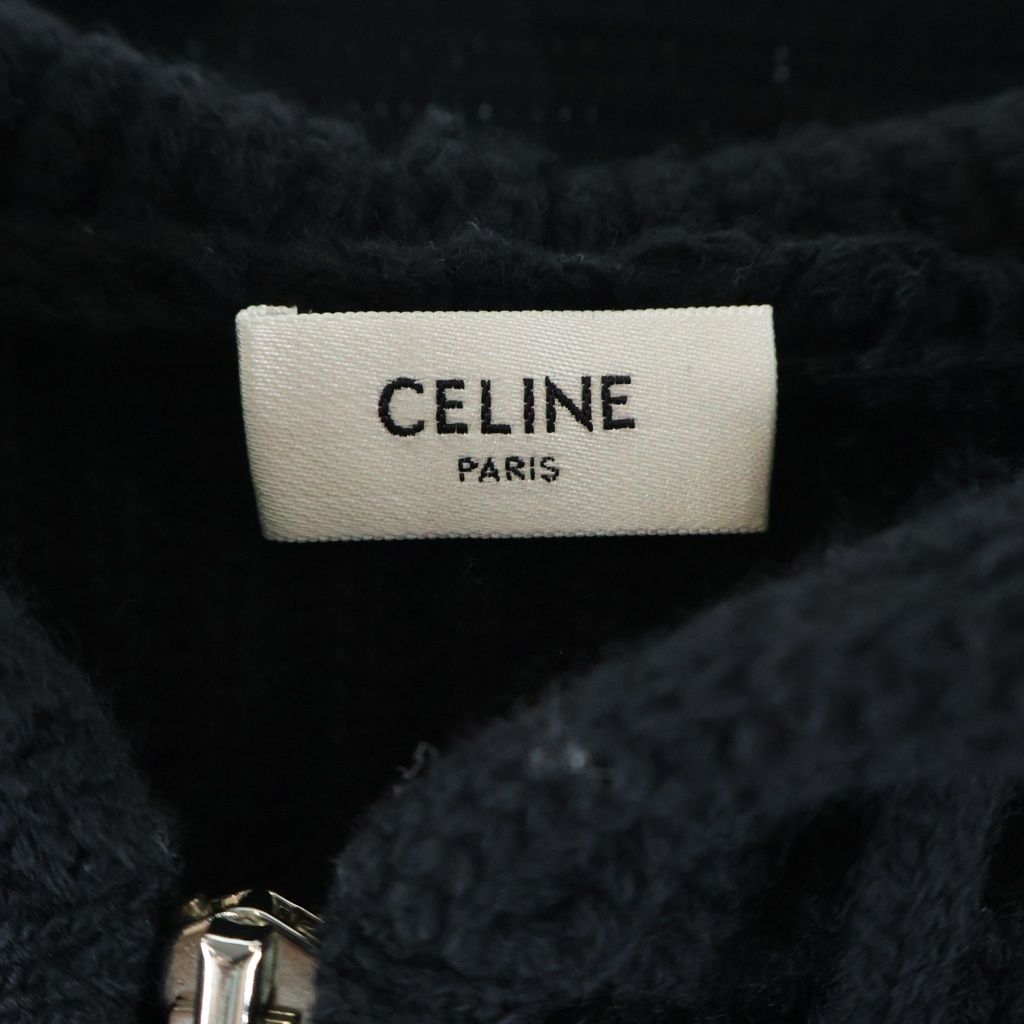 Celine Triomphe Zip Up Knit Hoodie Trio Black — view 7