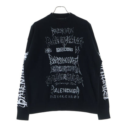 Balenciaga Diy Mrtal Logo Print Cotton Knit Sweater Black