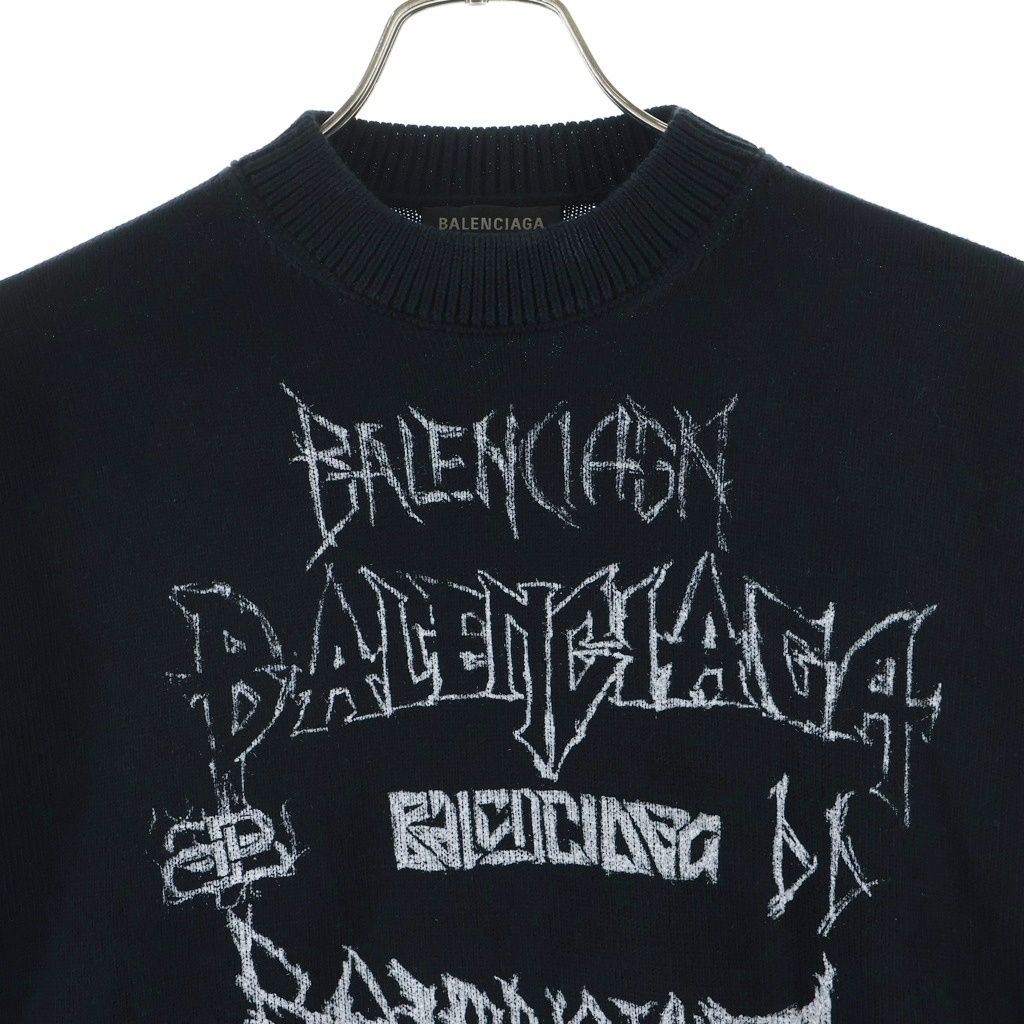 Balenciaga Diy Mrtal Logo Print Cotton Knit Sweater Black — view 3