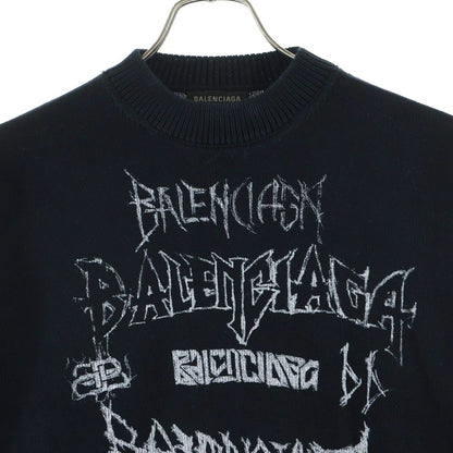 Balenciaga Diy Mrtal Logo Print Cotton Knit Sweater Black — view 3