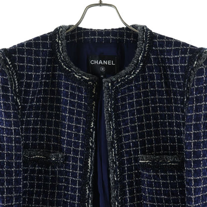 Chanel Fantasy Tweed Long Jacket Navy — view 3