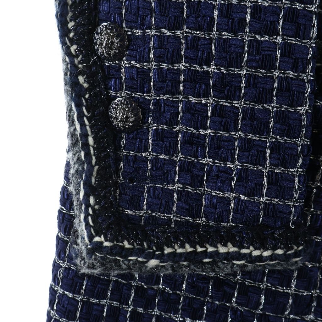Chanel Fantasy Tweed Long Jacket Navy — view 5