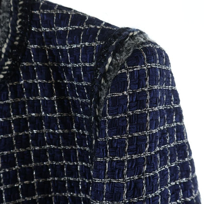 Chanel Fantasy Tweed Long Jacket Navy — view 4