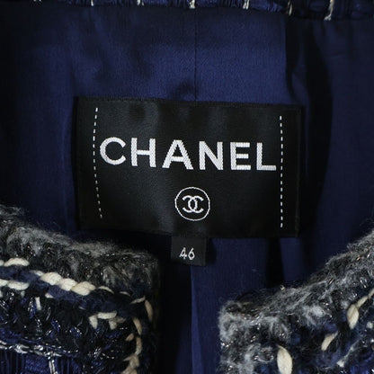 Chanel Fantasy Tweed Long Jacket Navy — view 6