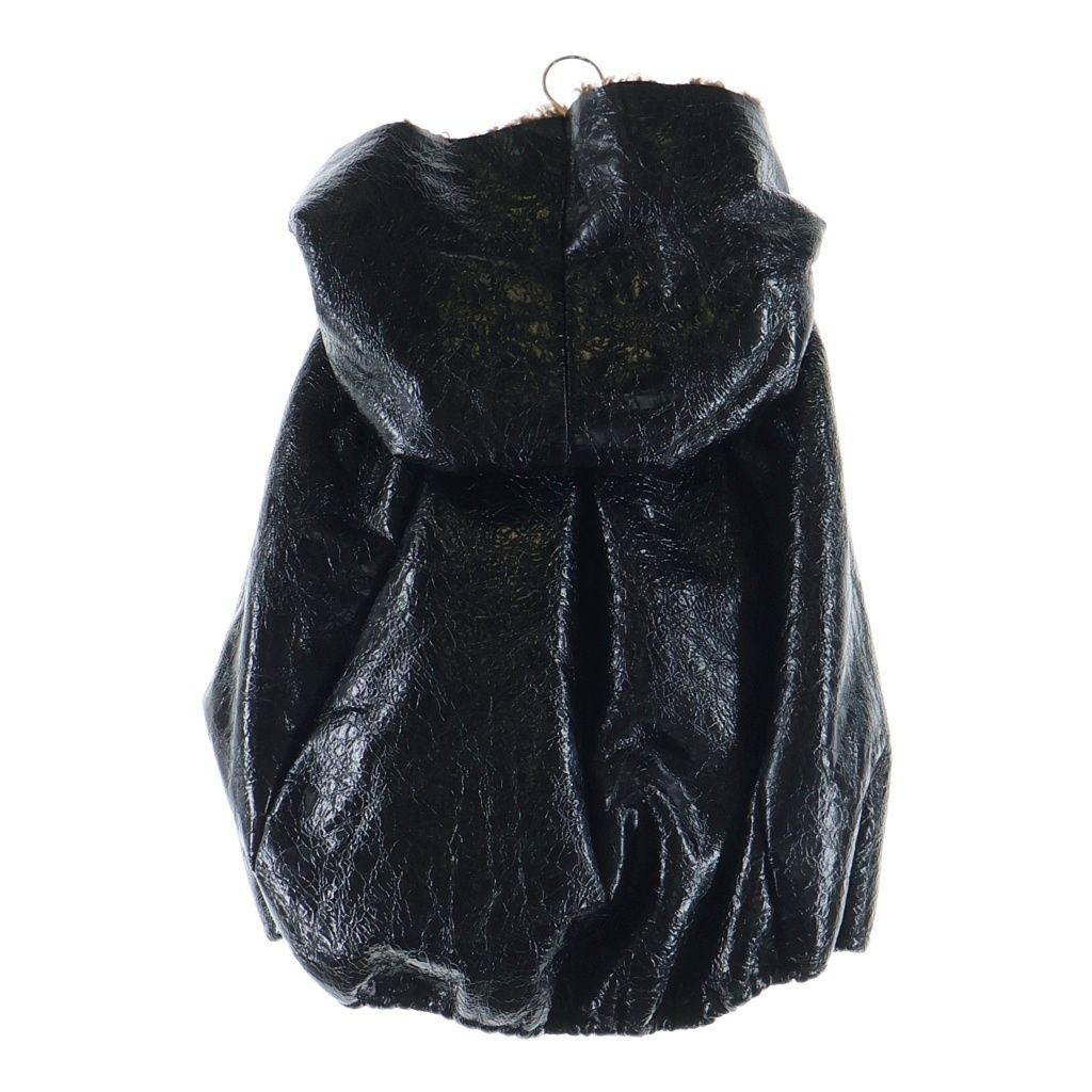 Miu Miu Sheepskin Hoodie Lining Fleece Zip Up Jacket Poncho Black — view 2