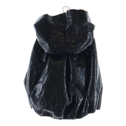 Miu Miu Sheepskin Hoodie Lining Fleece Zip Up Jacket Poncho Black — view 2