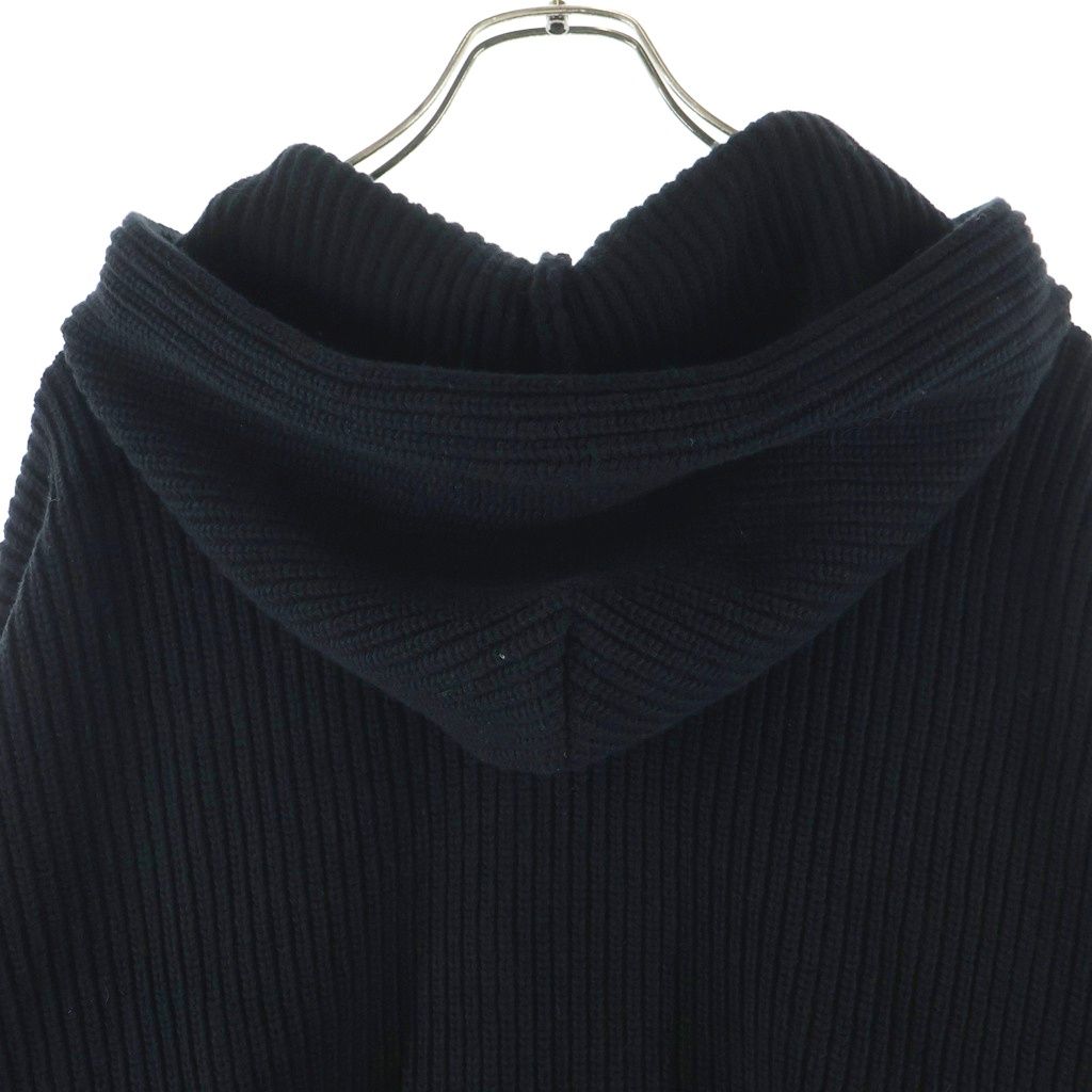 Celine Logo Patch Hoodie Zip Up Knit Black — view 4