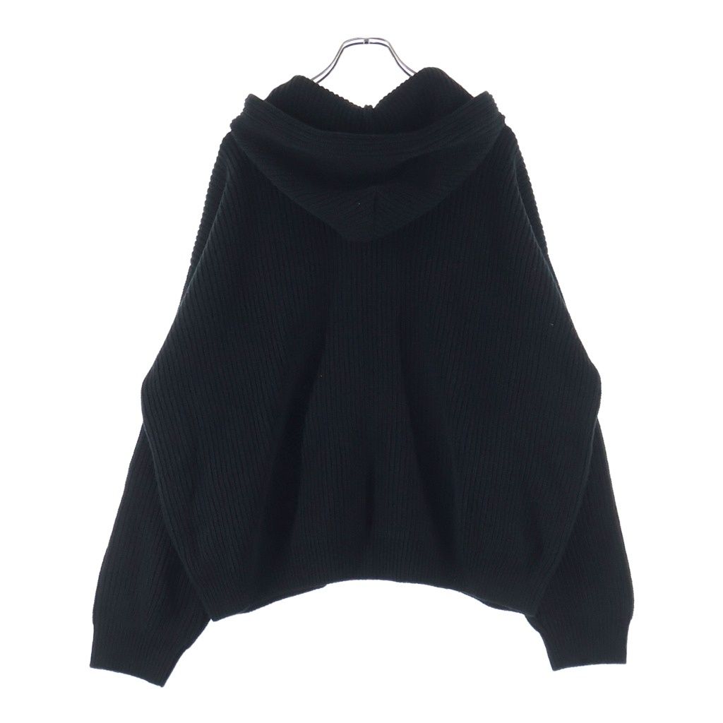 Celine Logo Patch Hoodie Zip Up Knit Black — view 2