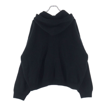 Celine Logo Patch Hoodie Zip Up Knit Black — view 2