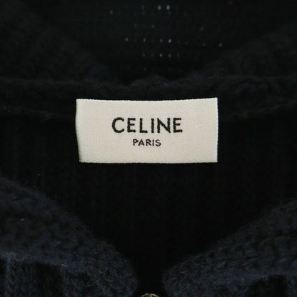 Celine Logo Patch Hoodie Zip Up Knit Black — view 7