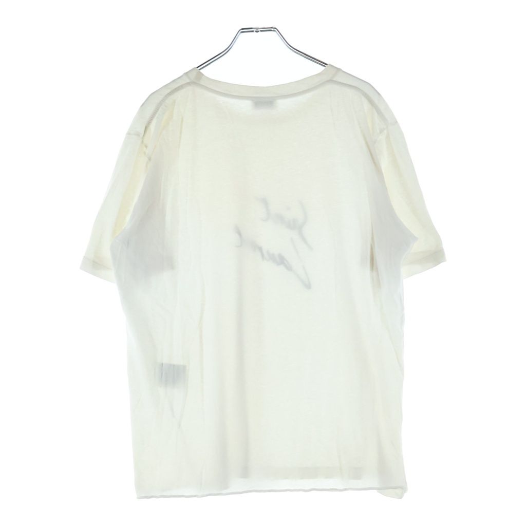 Saint Laurent Paris Signature Logo Print Crew Neck Short Sleeve T-Shirt White — view 2