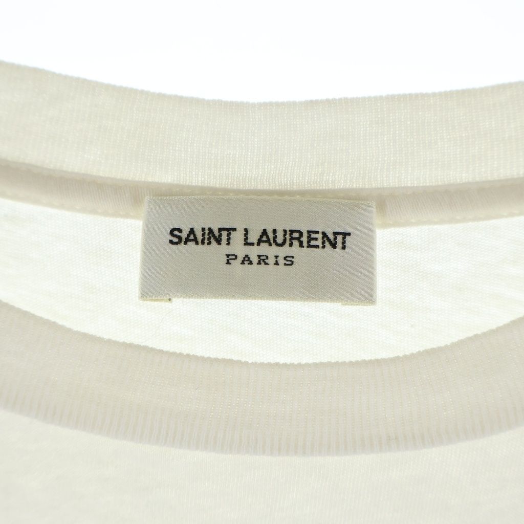 Saint Laurent Paris Signature Logo Print Crew Neck Short Sleeve T-Shirt White — view 6