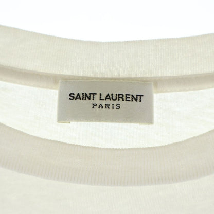 Saint Laurent Paris Signature Logo Print Crew Neck Short Sleeve T-Shirt White — view 6