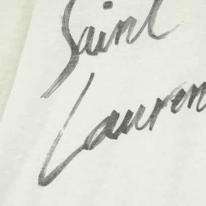 Saint Laurent Paris Signature Logo Print Crew Neck Short Sleeve T-Shirt White — view 5