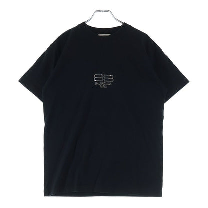 Balenciaga BB Logo Rhinestone Decoration Crew Neck Short Sleeve T-Shirt Black