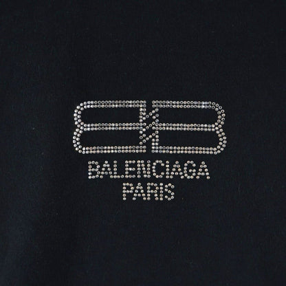 Balenciaga BB Logo Rhinestone Decoration Crew Neck Short Sleeve T-Shirt Black — view 4