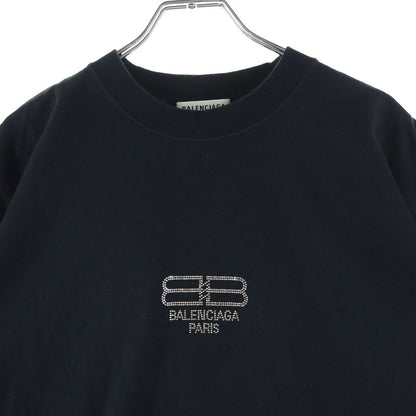 Balenciaga BB Logo Rhinestone Decoration Crew Neck Short Sleeve T-Shirt Black — view 3