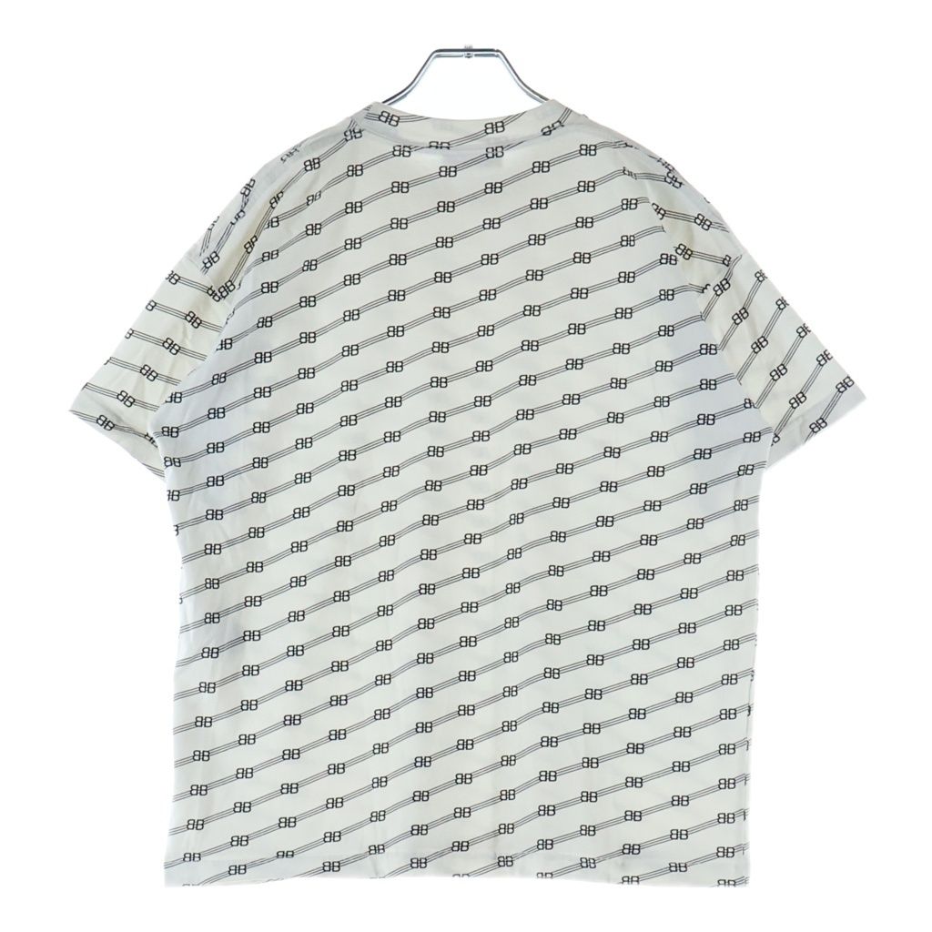 Balenciaga BB Logo All Over Pattern Crew Neck Short Sleeve T-Shirt White — view 2