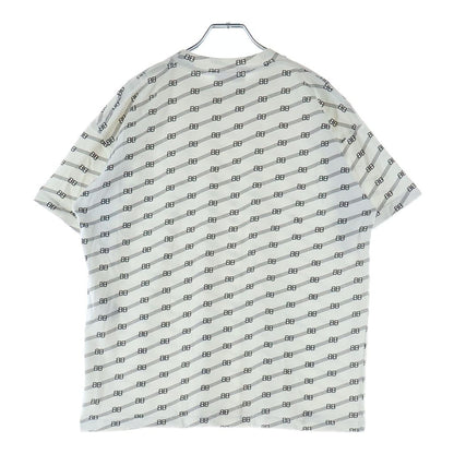 Balenciaga BB Logo All Over Pattern Crew Neck Short Sleeve T-Shirt White — view 2