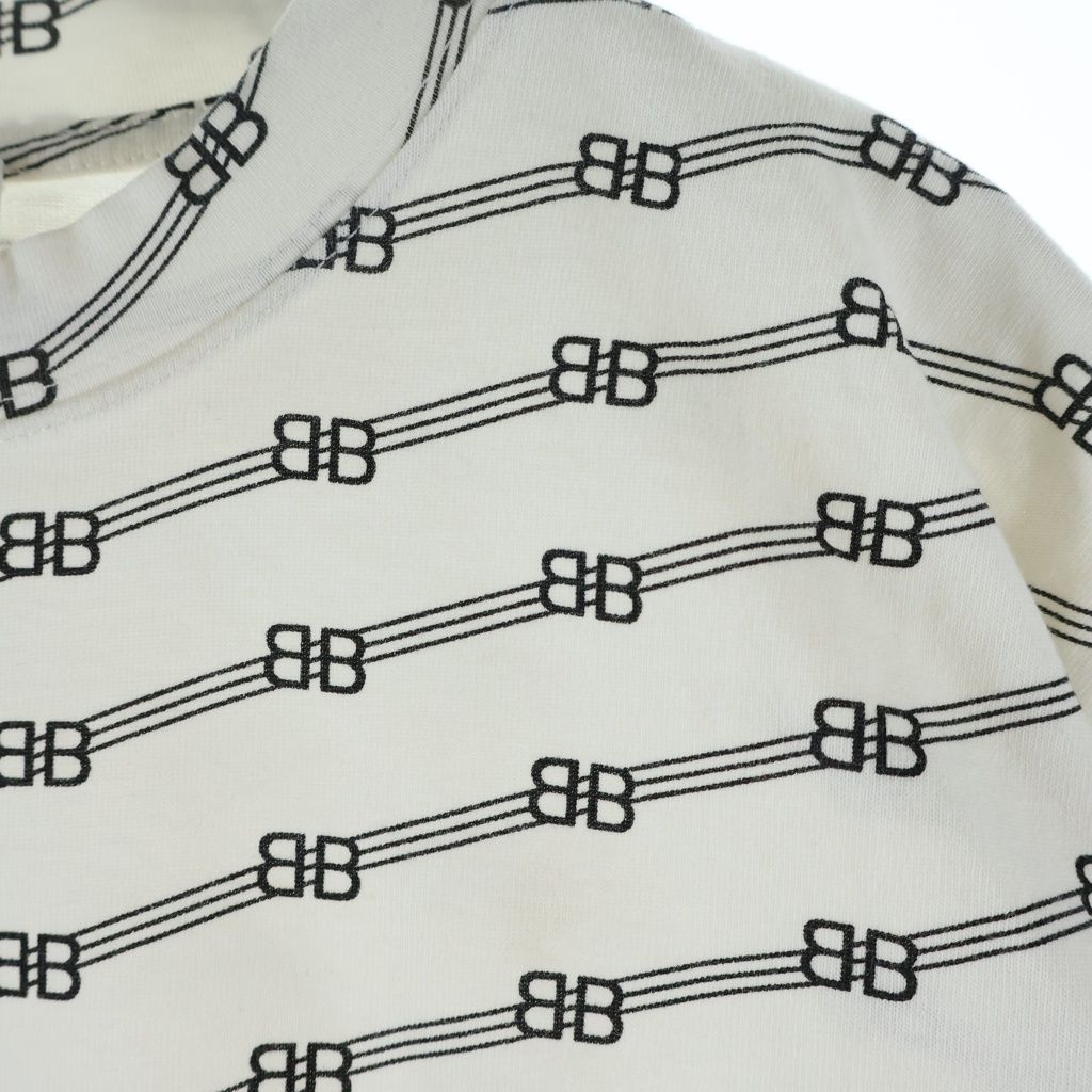 Balenciaga BB Logo All Over Pattern Crew Neck Short Sleeve T-Shirt White — view 4